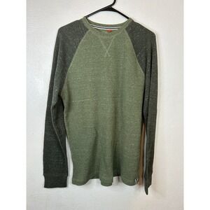 Ruff Hewn Men's Waffle Knit Thermal Shirt Raglan Sleeve Green Heathered Size M